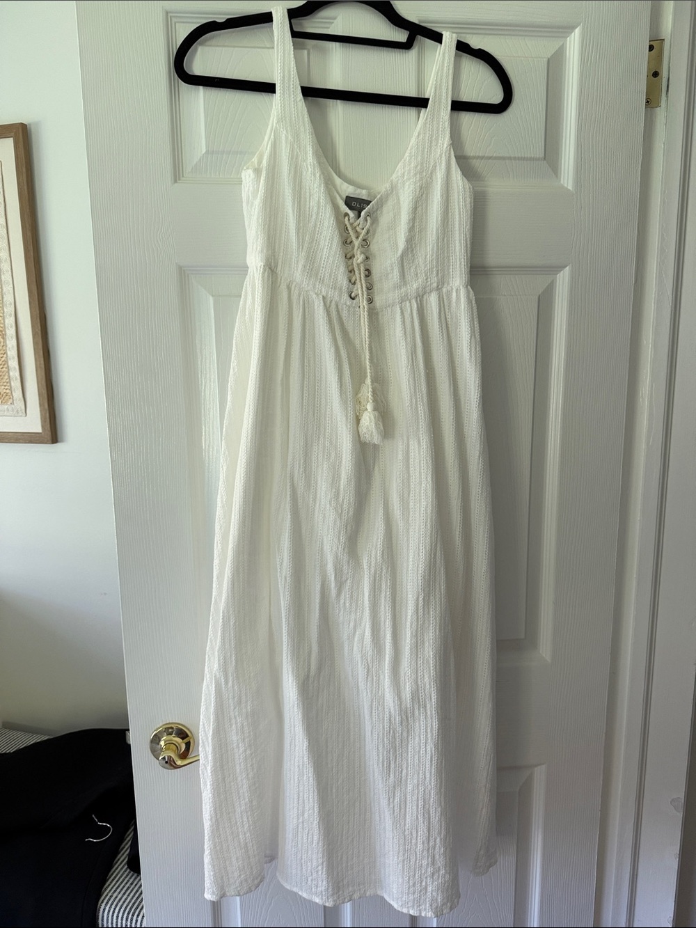 White Lace-Up Maxi Dress - Women Size XS